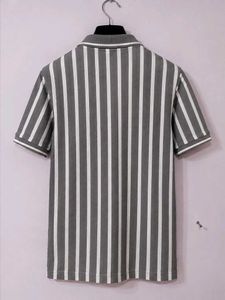 Grey &amp; White Striped Polo T-Shirt | Half Sleeve