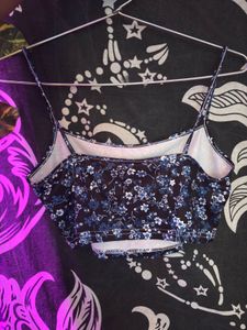 Blue Floral Crop Top