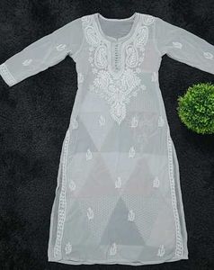Elegant grey Chikankari Kurta