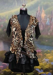 Leopard Print Ruffled Shrug Top