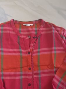 Pink &amp; Orange Plaid Kurta