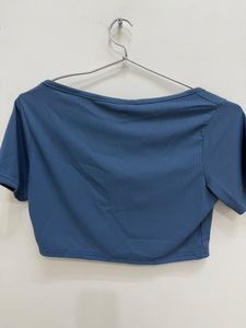 Shine Ribbed Cropped Henley Top