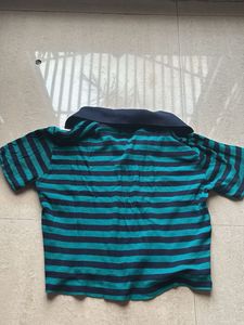 MAX Striped Polo Neck Top