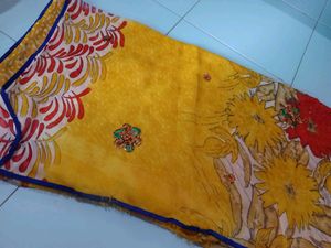 Printed Saree( Work)  With Unstitched Blouse