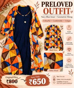 Navy Blue Inner with Geometric Shrug