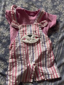 Cute Bunny Overalls Set