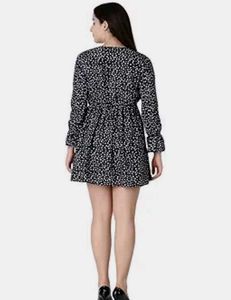 Black &amp; White Print Mini Dress