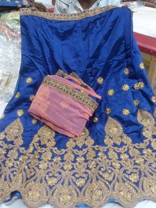 Royal Blue Lehenga Choli with Gold Embroidery