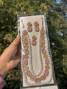 Elegant Pink Stone Jewelry Set