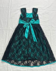 Elegant Teal &amp; Black Lace Dress