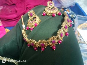 Gold Plated Pink Jewel Set