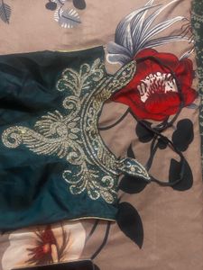 Embellished Teal Silk gown