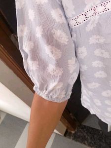 Light Blue Floral Print Top