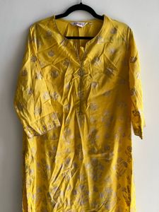Brand new Yellow Printed Kurta