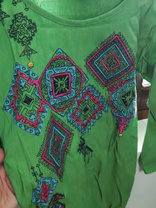 Lime Green Embroidered Kurta