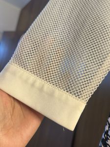Houndstooth Print Top with Mesh Detail