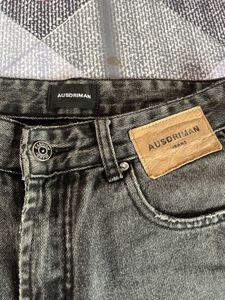 Washed Grey Wide Leg Ripped Jeans