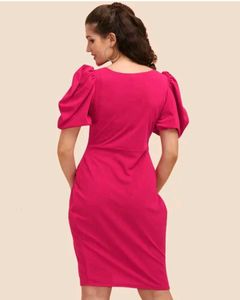 Puff Sleeve Wrap Dress