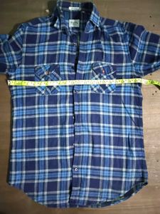 Men Blue Plaid Flannel Shirt