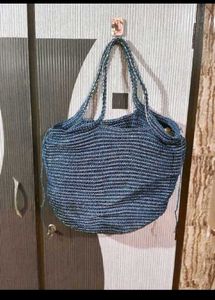 Blue Woven Tote Bag