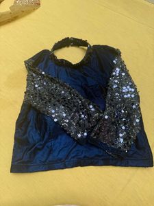 Sparkling Blue Velvet Blouse