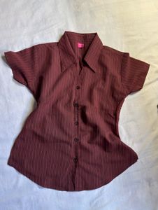 Fitted Striped Button-Up Shirt
