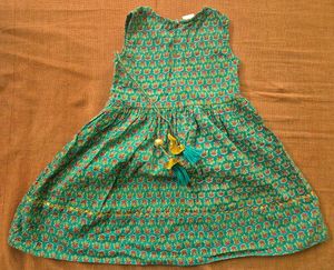 Girls' Teal Floral Print Dress