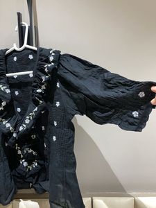 Elegant Black Embroidered Women Top