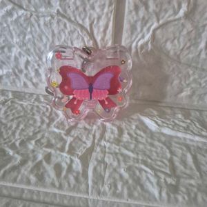 Cute Butterfly lip gloss + blush Keychain