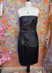 Elegant Black Strapless Peplum Dress