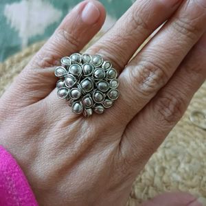 Oxidized Silver Colour Statement Ring