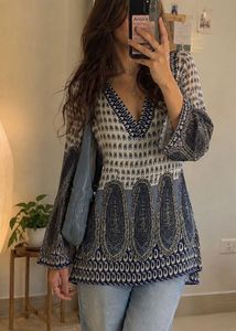 Stylish Paisley Print Kurta Top