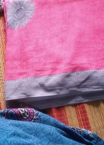 Elegant Pink Saree with Grey Border