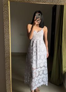Lilac Lace Spaghetti Strap Maxi Dress