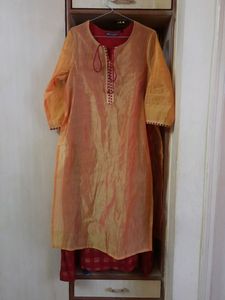 Beautiful Shiny Golden Yellow Layered Kurta