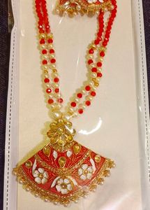 Beautiful Bridal Kundan Long Pendant Set
