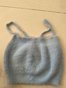 Cozy Fuzzy Light Blue Crop Top