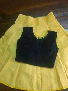 Girls Yellow Blue Lehenga Choli Age 2 To 3 Years