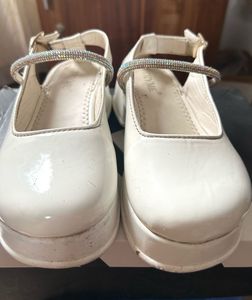 White Platform Heels with Sparkle Straps