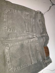 Olive Green Straight Jeans
