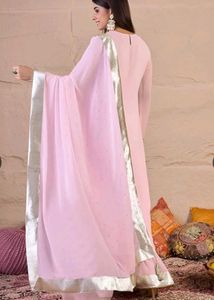 INDDUS -  Pink Set with Gold Border
