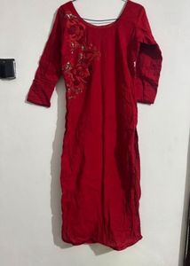 Elegant Red Embroidered Kurta