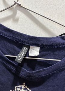 H&amp;M Embroidered Navy fitted T-Shirt