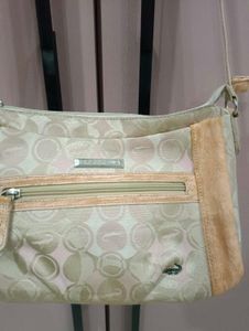 Stylish Beige Monogram Crossbody Bag