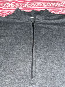 Dark Grey Zip-Up Cropped Top