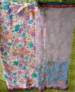 🆕New Net Floral Print Saree with Blouse