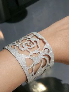Silver Rose Cuff Bracelet