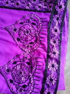 Vibrant Magenta Floral Embroidered Saree
