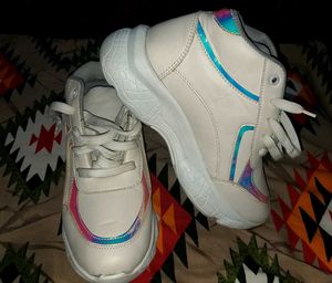 Cream Chunky Sneakers with Iridescent Accents