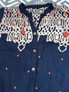 Stylish Navy Blue Kurta with Intricate Print